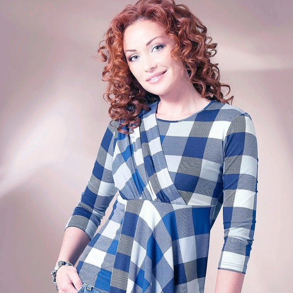 ASYMMETRICAL CHECKED TOP EUROPEAN STRETCH - Picture 1 of 2